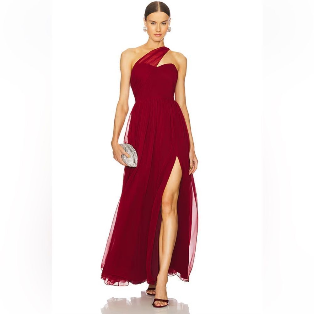 Yaura Imade Dress wine red chiffon gown maxi dress 
Revolve NWT US 4